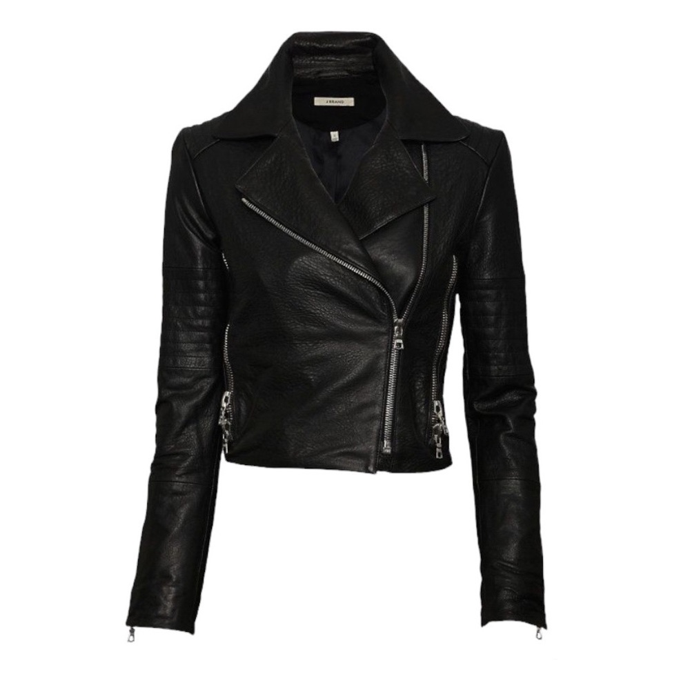 J BRAND Black Aiah Quilted Classic Leather Moto Jacket Sz S